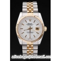 Rolex Datejust Golden Round Cutwork White Watch-RD2362