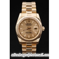 Rolex Datejust Golden Cutwork Stainless Steel Watch-RD2401