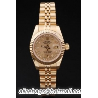 Rolex Datejust Mechanism Golden Cutwork Women Watch-RD2373