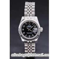 Rolex Datejust Silver&Black Stainless Steel 25mm Watch-RD3790