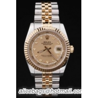 Rolex Datejust Stainless Steel Golden Dial Watch-RD2386