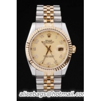 Rolex Datejust Stainless Steel Golden Surface Watch-RD2385