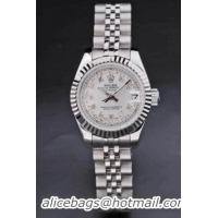 Rolex Datejust Silver Cutwork White Surface Women Watch-RD3775