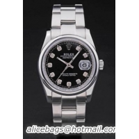 Rolex Datejust Stainless Steel Black Watch-RD3876