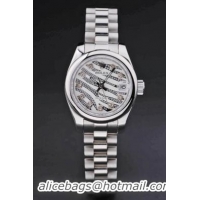 Rolex Datejust Silver Cutwork Women 25mm Watch-RD3769