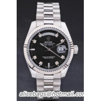 Rolex Day-Date 33 mm Black Surface Cutwork Watch-RD2883