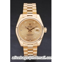 Rolex Day-Date 33 mm Gold Cutwork Watch-RD2946