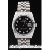 Rolex Datejust Swiss Mechanism Silver&Black Watch-RD2379