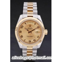 Rolex Day-Date 33mm Golden Surface Cutwork Watch-RD2882