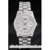 Rolex Day-Date Diamond Cutwork 37mm Men Watch-RD3841