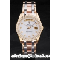 Rolex Day-Date Diamond Cutwork 37mm White Men Watch-RD3837