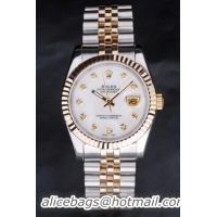 Rolex Datejust White Surface Round Cutwork Watch-RD3897