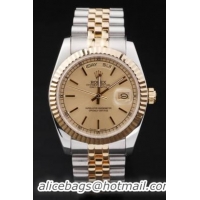 Rolex Day-Date Golden Round Cutwork Watch-RD2443