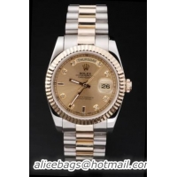 Rolex Day-Date Golden Surface Round Cutwork Watch-RD2427