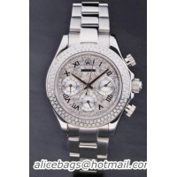 Rolex Daytona Mechanism Silver Diamond 33mm Women Watch-RD3798