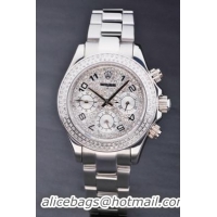 Rolex Daytona Mechanism Silver Diamond 33mm Women Watch-RD3800