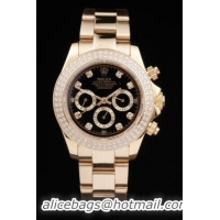 Rolex Daytona Mechanism Diamond Bezel&Black 39mm Watch-RD4015