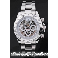 Rolex Daytona Mechanism Stainless Steel White Men Watch-RD3886