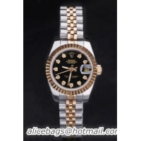 Rolex Datejust Golden Black 25mm Women Watch-RD3832