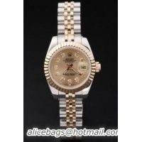 Rolex Datejust Mechanism Golden Surface Cutwork Women Watch-RD24