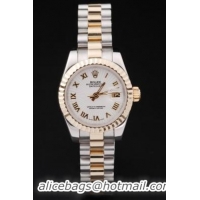 Rolex Datejust Mechanism Golden White Cutwork Watch-RD2374