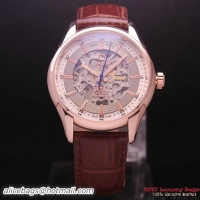 OMEGA DE VILLE Tourbillon Watches Red Gold on Brown Leather Strap Om7013