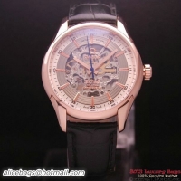 OMEGA DE VILLE Tourbillon Watches Red Gold on Black Leather Strap Om7014