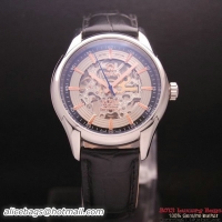 OMEGA DE VILLE Tourbillon Watches Steel on Black Leather Strap Om7006