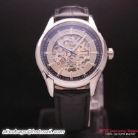 OMEGA DE VILLE Tourbillon Watches Steel on Black Leather Strap Om7008