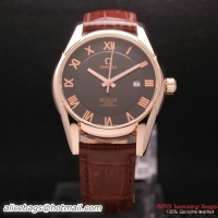 OMEGA DE VILLE Co-AXIAL CHRONOMETER Red Gold on Brown Leather Strap OM77023