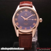 OMEGA DE VILLE Co-AXIAL CHRONOMETER Red Gold on Brown Leather Strap OM77025