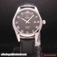 OMEGA DE VILLE Co-AXIAL CHRONOMETER Steel on Black Leather Strap OM77008