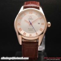 OMEGA DE VILLE Co-AXIAL CHRONOMETER Red Gold on Brown Leather Strap OM77021