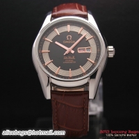 OMEGA DE VILLE HOUR VISION ANNUAL CALENDAR Steel on Brown Leather Strap OM77105