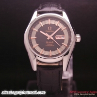 OMEGA DE VILLE HOUR VISION ANNUAL CALENDAR Steel on Black Leather Strap OM77106