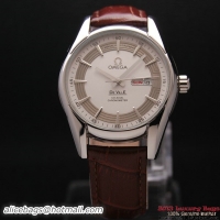 OMEGA DE VILLE HOUR VISION ANNUAL CALENDAR Steel on Brown Leather Strap OM77107