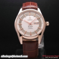 OMEGA DE VILLE HOUR VISION ANNUAL CALENDAR Red Gold on Brown Leather Strap OM77119