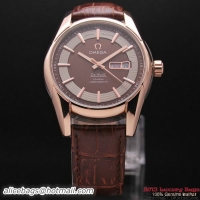 OMEGA DE VILLE HOUR VISION ANNUAL CALENDAR Red Gold on Brown Leather Strap OM77121