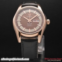 OMEGA DE VILLE HOUR VISION ANNUAL CALENDAR Red Gold on Black Leather Strap OM77122