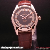 OMEGA DE VILLE HOUR VISION ANNUAL CALENDAR Red Gold on Brown Leather Strap OM77123