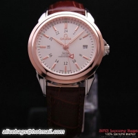 OMEGA DE VILLE Automatic Chronometer Red Gold on Brown Leather Strap OM77210