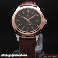 OMEGA DE VILLE Automatic Chronometer Red Gold on Brown Leather Strap OM77212