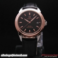 OMEGA DE VILLE Chronometer Red Gold on Black Leather Strap OM77316