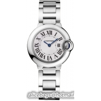 Cartier Ballon Bleu Small Series Fashionable Stainless Steel Ladies Swiss Quartz Wristwatch-W69010Z4