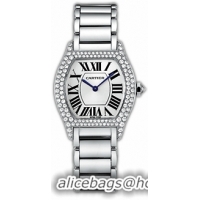 Cartier Tortue Small Fashionable 18kt White Gold Ladies Manual Winding Wristwatch-WA5049W9