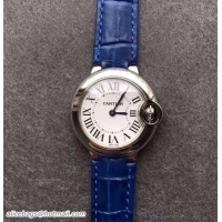 Shop Cheap Cartier Ballon Bleu De Watch With Crocodile Pattern Belt Blue