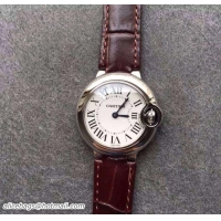 Classic Hot Cartier Ballon Bleu De Watch With Crocodile Pattern Belt Burgundy