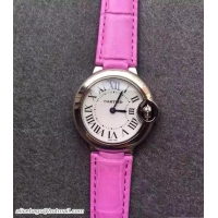 Discount Cartier Ballon Bleu De Watch With Crocodile Pattern Belt Fushia