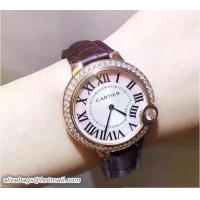 Expensive artier Diamonds Ballon Bleu De Watch With Crocodile Pattern Belt Burgundy