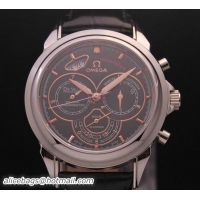 Unique Discount OMEGA DE VILLE CO-AXIAL CHRONOSCOPE Steel on Black Leather Strap OM77409